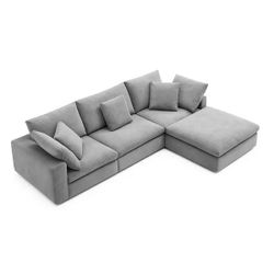 Neo New Ultra-Plush Gray Cloud Modular Sectional Sofa with Oversized Chaise