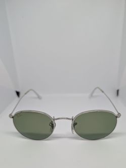 Ray-Ban RB3447 Round Metal Sunglasses Silver Green 50mm with Case