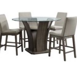 6 Chair Glass Round Dining Table