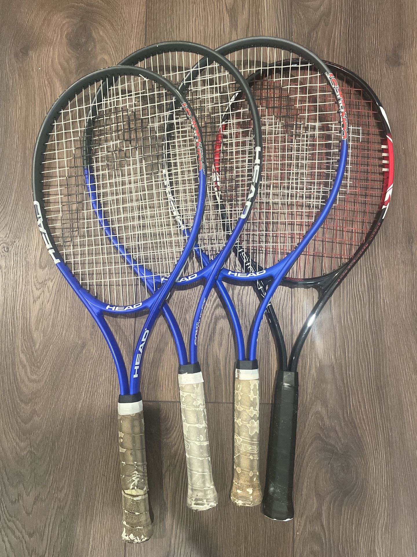 4 Tennis Racquets — Head Radical & Wilson Fusion XL — Great for Beginners or Practice Set