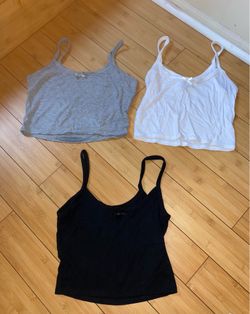 Forever 21 set of 3 cropped tank tops with bows bundle white gray and black