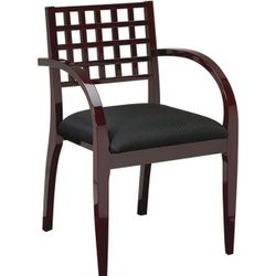 Office Star OSP Furniture MEN-98-MAH Leg Chair With Wood Criss-Cross Back & High Gloss Maple Or Mahogany Finish B Grade - Trinket - Charcoal