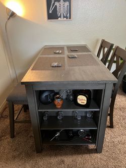 5-Piece Dining Table Set with Storage – Gray