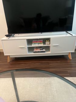 TV Stand with Storage Shelves — Good Condition