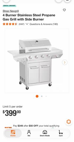 Nexgrill 4 Burner Stainless Steel Propane Gas Grill