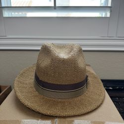 Brixton Roma Straw Fedora Hat  Coffee Color – Size Large
