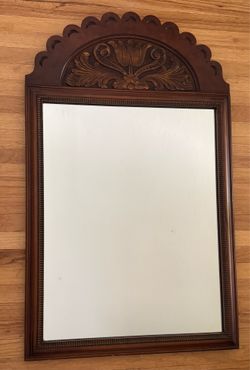 Ornate Vintage Arched Wood Mirror