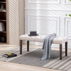 45” Beige Velvet Tufted Bench [NEW IN BOX] **Retails For $173 (2 Available)