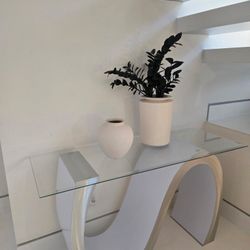 White/Silver/Glass Console Table