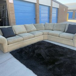 Comfy L-shaped sectional sofa light beige