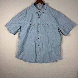 Carhartt Mens 2XL Relaxed Fit Button-Up Shirt Blue