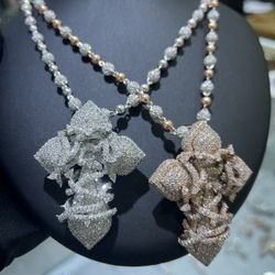 VVS Cross Pendant and Ball Chain Set - PASSES DIAMOND TESTER