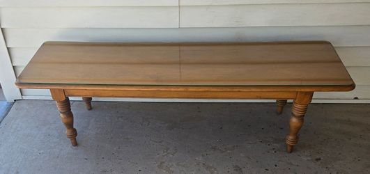 Vintage MCM, Coffee Table w/Glass Top, Solid Rock Maple Wood