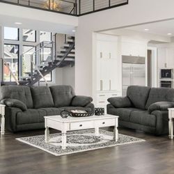 Brand New Super Plush Dark Grey Sofa & Loveseat 
