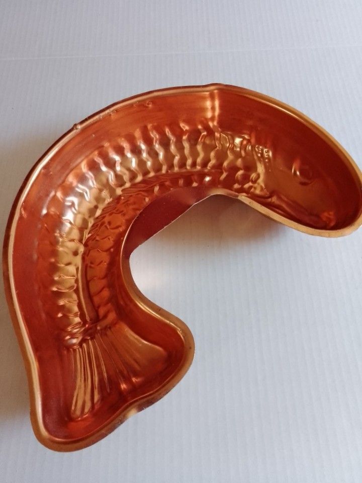 Vintage 1980s Pink Copper Fish & Lobster Molds Cake Decorative