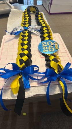 Blue graduation leis