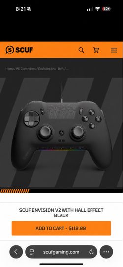 Scuf ENVISION v2 Wired Hall Effect Gaming Controller for PC with Anti-Drift Thumbsticks
