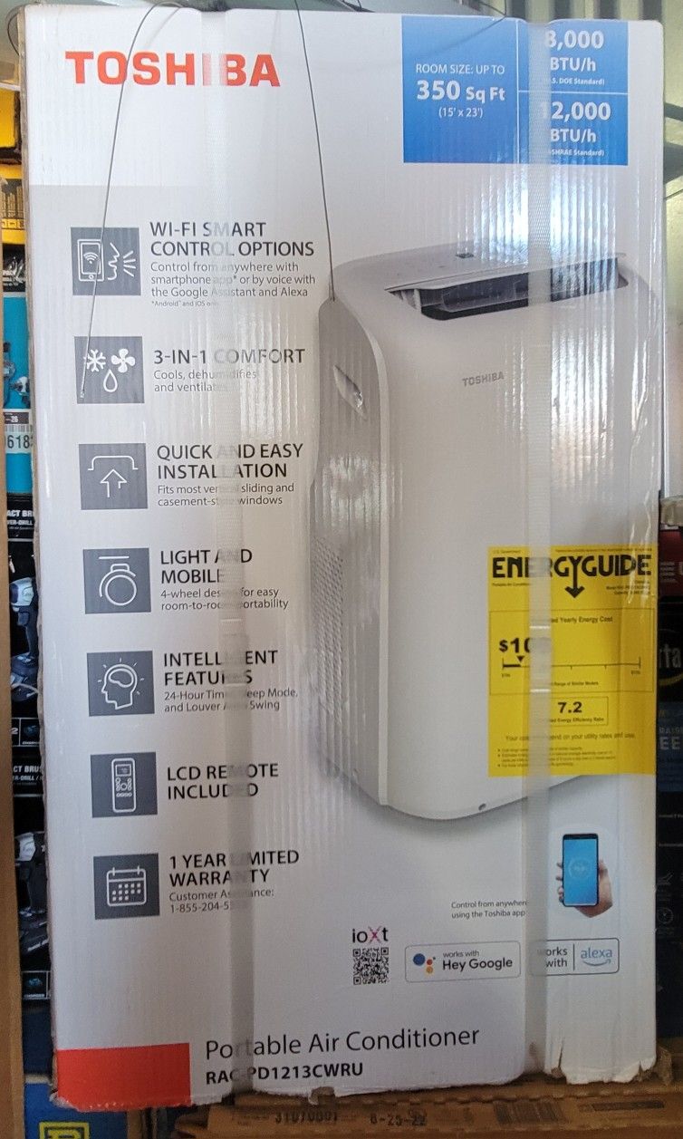 Toshiba Portable Air Conditioner 8000 BTU (RAC-PD1213CWRU)