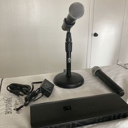 Shure PG58 With Duel Channel Transmitter And Stand