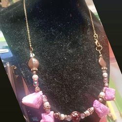 Pink & Brown Stone Necklace