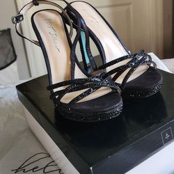 Crystal Blavk Strappy Heels