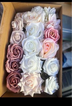 Artificial Silk Rose Heads Mixed Colors