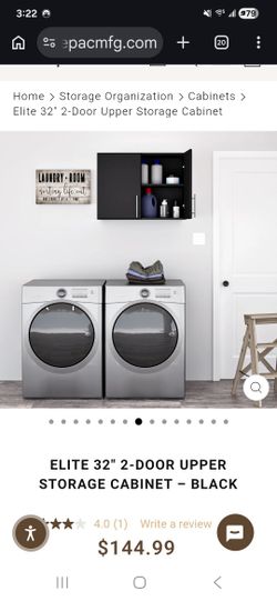 Elite 32" Black 2-Door Upper Storage Wall Cabinet
