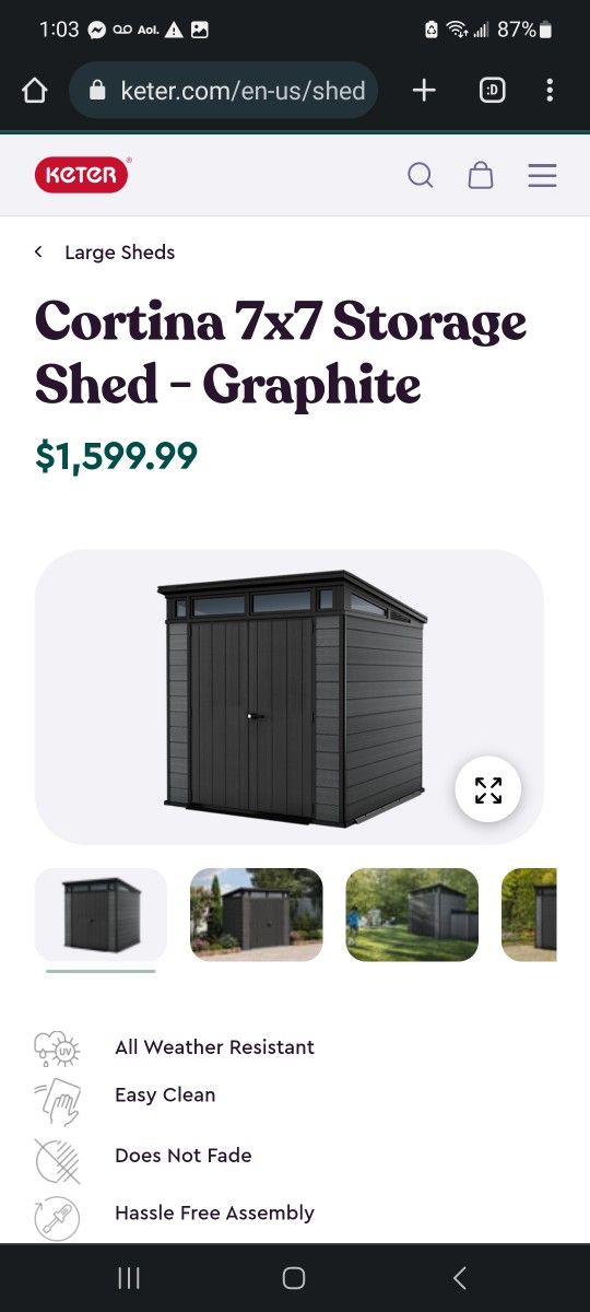 Keter 7×7 ft Cortina Premium Modern Outdoor Storage Shed $1,100