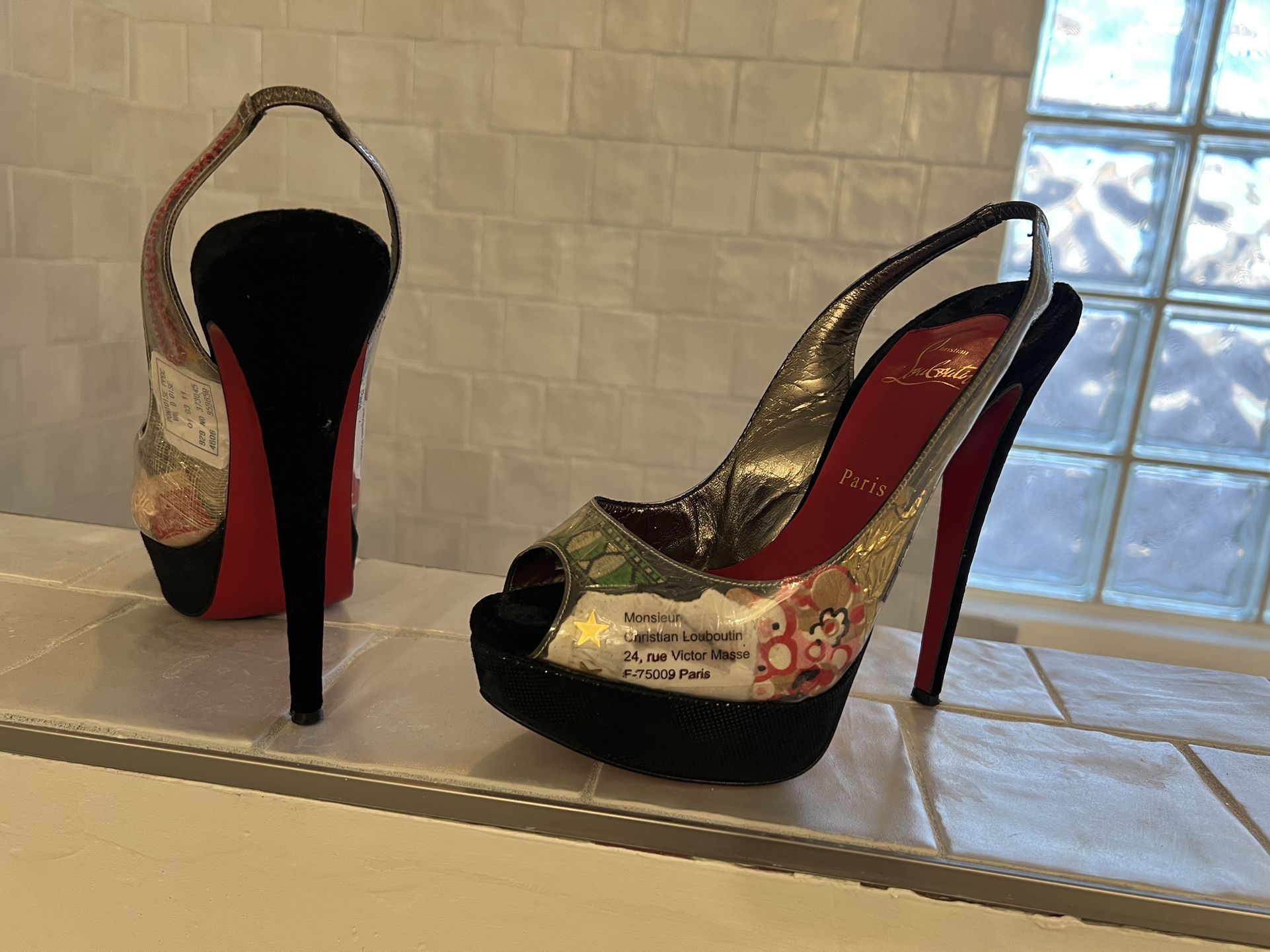 Authentic Christian Louboutin Heels Slingback Size 7.5-8 No Dust Bag Or Bag