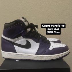 Nike Air Jordan 1s Court Purple Size 8.5