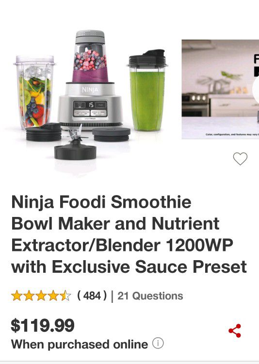 Ninja Foodi Smoothie Bowl Maker and Nutrient Extractor* 1200WP