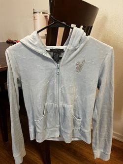 Baby Blue Bedazzled Velour Play Boy Zip Up