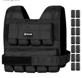 BRAND NEW 35 lb. Adjustable weighted vest with included cast iron weights.