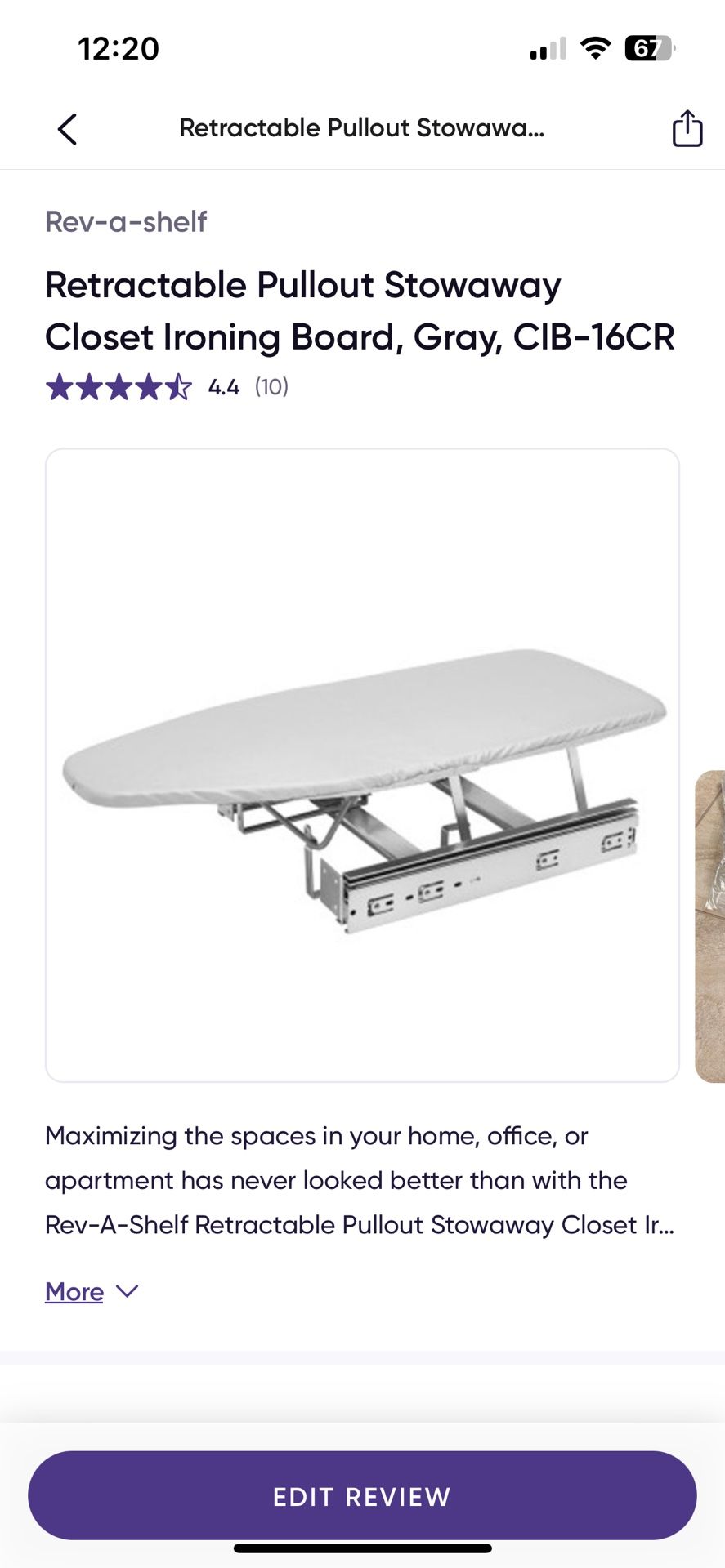 Rev-a-shelf stowaway ironing board