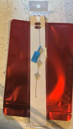 Solid 925 lab diamond clover 7 in bracelet