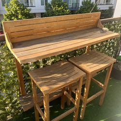 Outdoor Acacia Wood Balcony Bar Set
