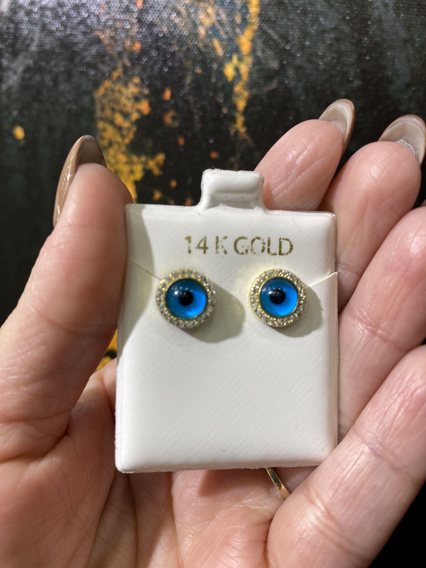 14k OJITOS CZ STONE EARRINGS