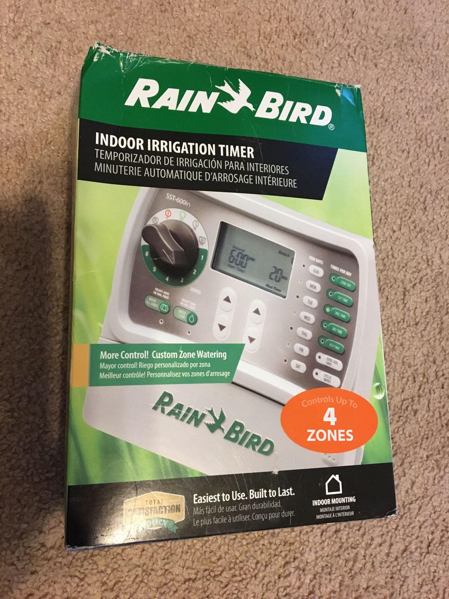 RainBird 4 zone sprinkler timer, model sst400in, New in box, never used