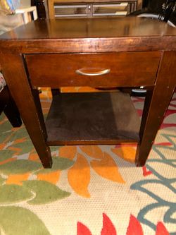 Wood End Table with Drawer and Shelf