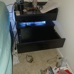 TC-HOMENY Nightstand Set of 2 with RGB LED + Power Station End Table Night Stand