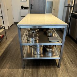 Modern Parsons Kitchen Counter Table with Shelves (Room & Board)