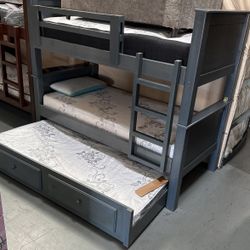 Triple Bunk Bed Twin With Trundle And Mattresses