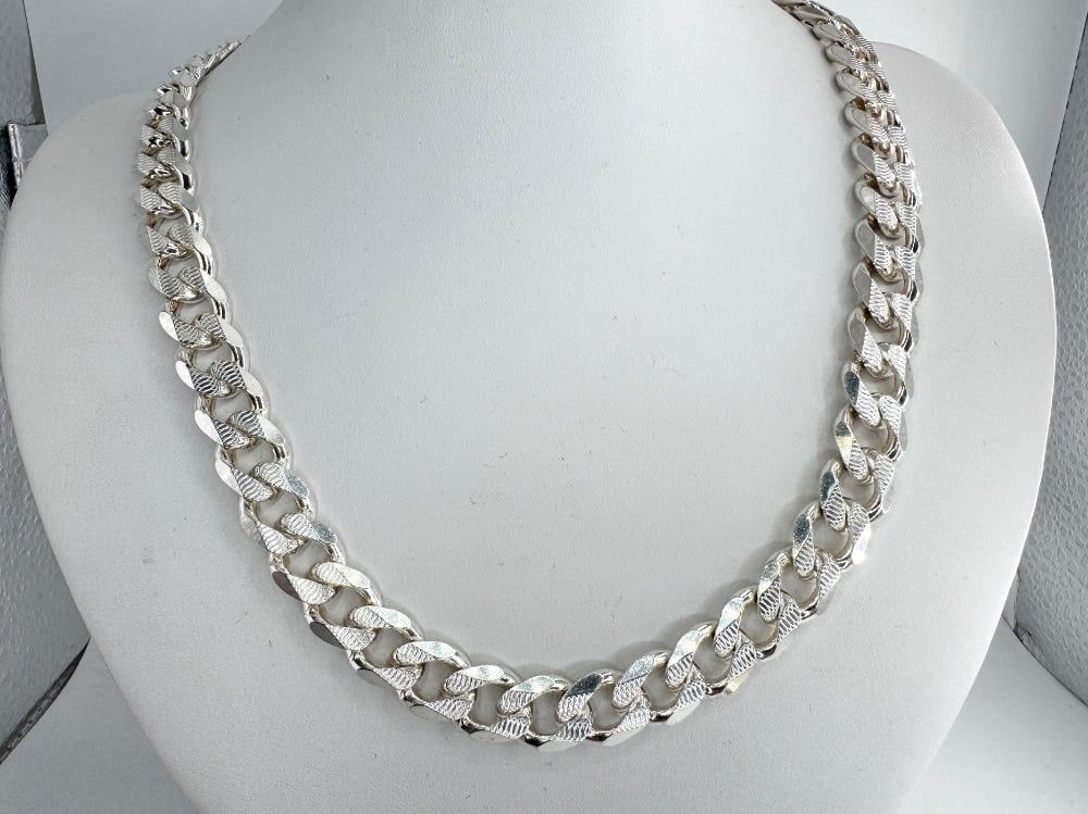 Men’s 11.5mm Sterling Silver Cuban Link 20” Necklace 102.2 Grams 11053659