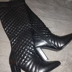 Black Faux Leather Boots (Size 8 Brand New)