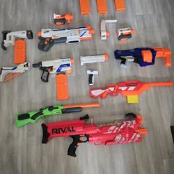 6 Nerf guns two 16 mag three 4 mag 