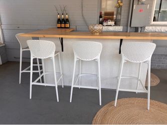 4 white wicker-like bar stools!!