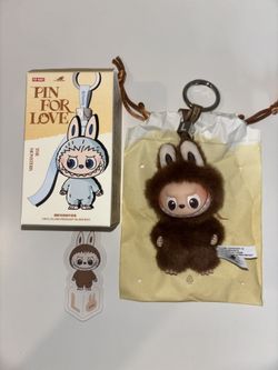 POP MART Labubu V4 The Monsters Pin For Love Alphabet Plush Pendant - Letter L