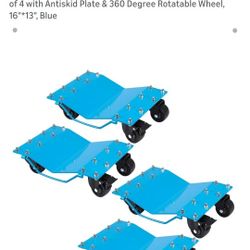 New Open Box4 Tire WheelDolly Car with 8000 lbs Capacity, Manganese Steel Heavy Duty Car Mover Wheel Dollies Set of 4 with Antiskid Plate & 360 Degree