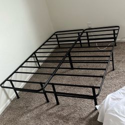 Black Metal Foldable Full Size Bed Frame Steel