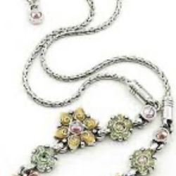 Brighton Enamel Flowers Silver-tone Necklace, 16" + 2" Ext,